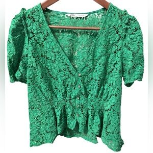 Zara Emerald Lace Blouse
